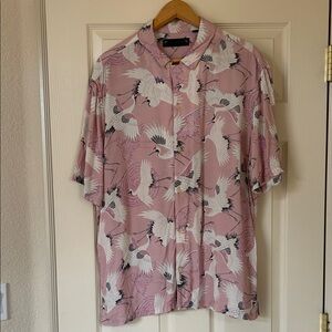 All Saints Pink Crane Print Shirt
